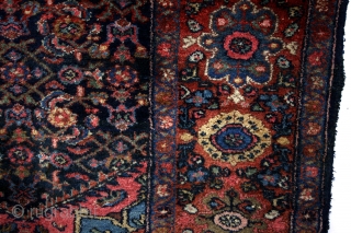 Kurd Bidjar, 1930's dozar size, 120 x 244 Cm. 
In great condition - all natural colors. 
Indigo field, pistache, rust red, brick red, licht blue, soft yellow, pink. 
15 mm thick. 
Knotted  ...