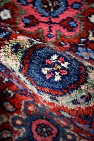 Kurd Bidjar, 1930's dozar size, 120 x 244 Cm. 
In great condition - all natural colors. 
Indigo field, pistache, rust red, brick red, licht blue, soft yellow, pink. 
15 mm thick. 
Knotted  ...