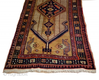 Sarab, North Iran. Close to Karabach, Caucasian area. 
Kurds made these runners. 
Camel wool, undyed, 100% natural. 
Great natural colors like pistache. 
All borders are good and original. Headings too. 
1930's. 
size  ...