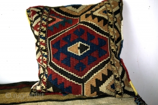 Mafrash high 50 cm. deep 55 Cm. long 100 Cm. 
Great colors including the bag/pillow. 
Back of the pillow is original made of Jajim. 
        