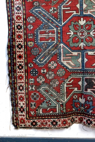 Karabach, old Armenian rug as is. worn. not washed. natural colors. 
size: 258 x 128 Cm.                 