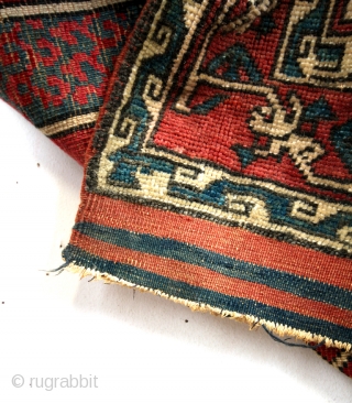 Bergama early 20th century. 170 x 150 Cm. 
'Kashim' Kazak. Traces of the 17th and 18th century dragon carpets in the design. Koerdish nomads from the Karabach setteled in West Anatolia. 
Kilim  ...