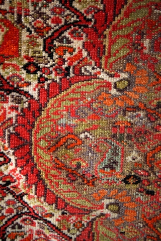 Great Senneh, 190 x 135 Cm. 
Early 20th century. 
Fine knotted, great colors. 
Some wear in the headings. 
Thin, cripy details. 
Washed, clean.          