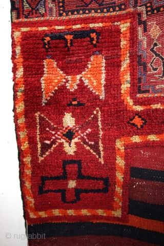 Bakhtiari Mafrash, three techniques; kilim, soumack and knotted carpet. 
240 x 116 Cms.                    