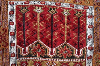 Konya prayer rug. 

Clean, newly festooned borders. 
Under an extra band for protection. 
165 x 124 Cms. 5 feet 6" x 4 feet 2"


         