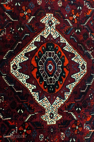 Qashqai, Kashkouli, 222 x 150 Cm. 7.4 feet x 5 feet. 40-ies. 
Mid size nomadic rug. Very good condition.              