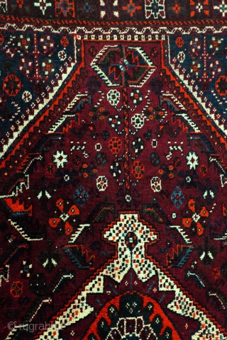 Qashqai, Kashkouli, 222 x 150 Cm. 7.4 feet x 5 feet. 40-ies. 
Mid size nomadic rug. Very good condition.              