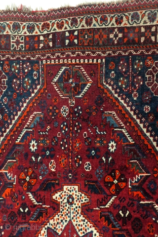 Qashqai, Kashkouli, 222 x 150 Cm. 7.4 feet x 5 feet. 40-ies. 
Mid size nomadic rug. Very good condition.              