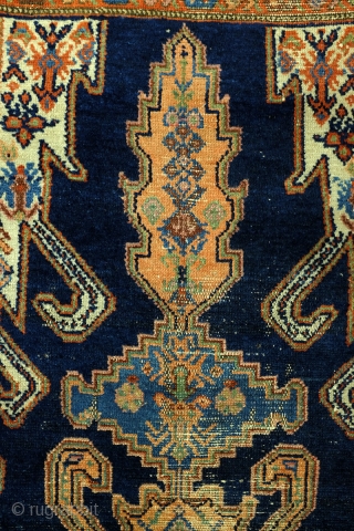 Hamadan area, early 20th century, 268 x 130 Cm. 
The design comes from the Caucasus, Gymil of Kabala. 

This rug became so special, in my eyes, because of the traces of age.  ...