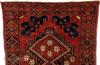 Antique Afshar, doj Goli i parizi = two flowers from Parizi is the name of the design. 175 x 145 Cm. This Beautiful flamimg red recolls the earlier Caucasion origin of the  ...