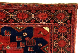Antique Afshar, doj Goli i parizi = two flowers from Parizi is the name of the design. 175 x 145 Cm. This Beautiful flamimg red recolls the earlier Caucasion origin of the  ...