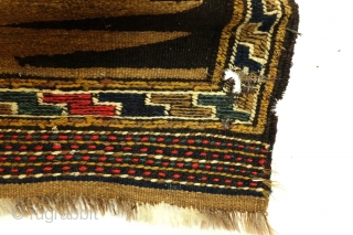 Large Sofreh, kilim with soumack embroidery, 210 x 82 Cm. 
Natural undyed Camel wool. 
Mazanderan province, North Iran. 

In the right side border some damages seen last photo's for close-by. 
I offer  ...