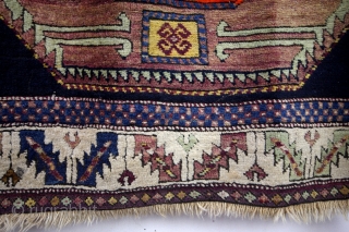 Chaili, Caucasus, 1930 -1940. High pile, origanal and intact sited and headings. 
White wool warp. Great natural colors. Purple, pistache, Indig blue, orange, white,  and camel. Many shades of purple, great  ...