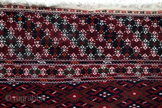 Turkmen Yomuth soumack.
418 x 220 Cm's. 14 feet x 7 ft 4 inch. 
Mint condition. 
Mid 20th century.               