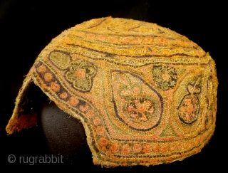 Cap,Turkman, fine embroidery with gold brocade. 
High 10 cm. wide 18 cm.                     