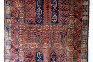 Turkoman Hatchlou, Engsi, antique. 
200 x 133 Cm's. 6ft.8"x 53"
Natural colors, not washed.                    