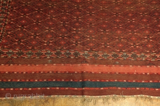 Large Antique Soumack, Ersari Beshir, 420 x 220 Cm. 14 feet x 7.3 feet. 
Some damages, see pix. natural colors. 80 years old. 
         