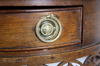 Demi Lune table, Louis XVI, 1775 - 1785, oak. 
High 72 Cm, Wide 52 Cm deep 32 Cm. 
              