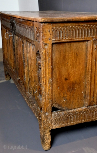 Gothic chest, oak, 14th century. 
long 144 Cm. high 67 Cm. deep 55 Cm. 
please ask.                 