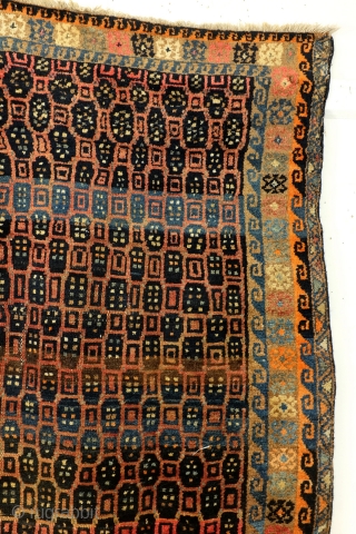 Very unusual  crazy Hamadan, tribal? in fair condition. 
size: 190 x 140 Cm.                   