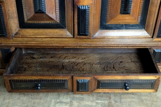 Dutch mid 17th centuary kussen Kast. ( kabinet) 
Cushion doors with ripple moulding. 
kussen = cushion or pillow. 
The pillows are inspired om cut juwels. 
Oak and Palissander and Ebbony. 
In perfect  ...