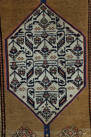 Antique runner Kazak, Derbent north Caucasus. 
290 x 110 Cm. .6 ft. x 3.6 ft. 
Wool on wool. 
crispy details. 
1900-1920. 

On a camel field 3 hexagon medaillons. 
Natural camel wool. 
In  ...