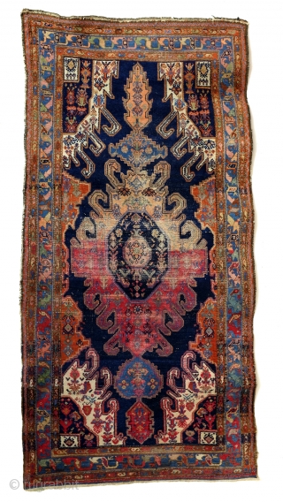 Collector's item.
Antique Hamadan/Bakshaise 1920.
268 x 130 Cm. 9ft. x 4.3 ft. 
Gymyl design, also called Kabala design.

Original from the north Caucasus;Derbent and the 18th century. 
This design was later made in the  ...