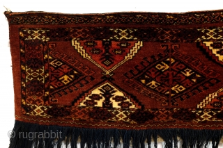 Torba Ersari Yomouth. 
150 x 40 without the fringes. 
150 x 60 with. 

not Choudor. 
Looks Choudor by the design, but Yomouth people made this design too. 
The difference is symetric knots  ...