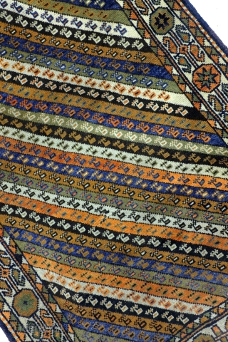 Afshar, 188 x 107 Cm.  6.2 ft. x 3.5 ft. 
Wool on wool. 

Old colors. Thight knotted. 


On this rug that is easy to see. 
These barber pole stripes are typical  ...