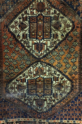 Afshar nomads, 20th. century  rug. 
184 160 Cm.  6.1 ft. x 5.3 ft. 
Worn, shabby chique, AS IS, 120 years old, no need to repair, great as an object of  ...