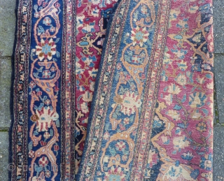 Isfahan, 206 x 131/141 cm., ca. 1900 in perfect, unrestored condition. Fine weave and a floppy handle. All natural dyes, endings secured. Will definitely better from a wash. Last picture taken in  ...