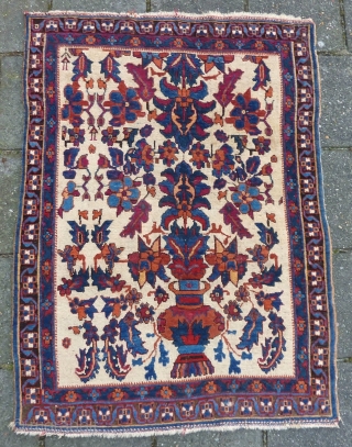 Afshar small rug, great gem, 121 x 89 cm., ca.1900. Woolen weft and warp, no repairs, all natural dyes. Last two pictures in full sunlight.        