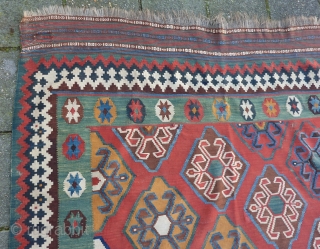 Qashqai Kilim, 278 x 160 cms., ca. 1900. Very clothlike and pliable. With two small damages and a few scattered minor repairs. Natural dyes.         