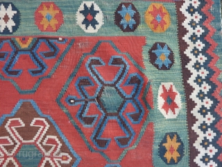 Qashqai Kilim, 278 x 160 cms., ca. 1900. Very clothlike and pliable. With two small damages and a few scattered minor repairs. Natural dyes.         