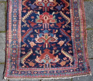 Antique Kurdish NW-Persian narrow Runner 308 x 84/76 cm., 10' 1" x 2'9"/2'6". Good pile all over, all natural dyes, with a narrow width of 2' 6", widening to a 2' 9"  ...