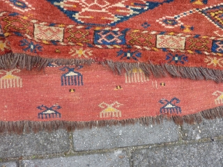 Ersari Turkmen Chuval, 70 x 121 cm. Good pile and with all natural dyes. Endings secured. A small repair at the top end.          