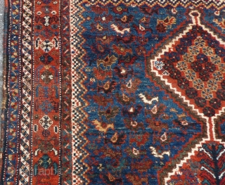 Qashqai small rug, 155  x 115 cm., 5'1" x 3'9". Very good, complete condition and good pile. A bit lower pile at two places, see last three picts. Supple handle and  ...