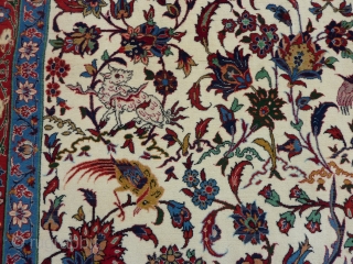 Isfahan, 160 x 105 cm., 5' 3" x 3' 5", in absolute mint condition. Knotted with the finest quality of wool on a silk foundation ( 10 x 10 per cm2 ).  ...