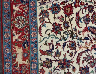 Isfahan, 160 x 105 cm., 5' 3" x 3' 5", in absolute mint condition. Knotted with the finest quality of wool on a silk foundation ( 10 x 10 per cm2 ).  ...