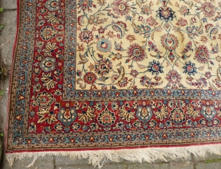 Superfine Isfahan 500 kpsi, ca. 1930s, 236 x 152 cm, 7'10" x 5'0". Natural dyes, good condition and pile without wear. Needs a good clean and has a few scattered mothbytes (  ...