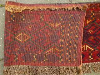 Ersari Beshir Torba, 35 x 138 cm., 14" x 55", 2nd half 19th c. Good pile and with all well saturated natural dyes. A small slit at the bottom ending.   