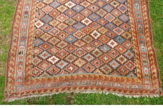 Kurdish Sauj Bulagh, 19th c., 9'3" x 4'2", 280 x 127 cm., with wear and low pile at one end, not washed yet, Sold, ty.        