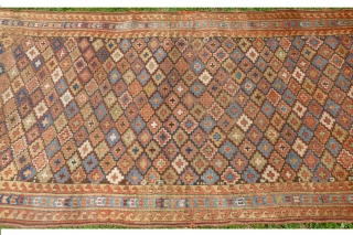 Kurdish Sauj Bulagh, 19th c., 9'3" x 4'2", 280 x 127 cm., with wear and low pile at one end, not washed yet, Sold, ty.        