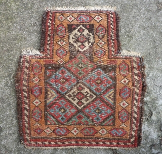 Kurdish Salt Bag front, ca. 1900, 42/28 x 39 cm. All natural dyes. One small damage ( see last two picts.)            