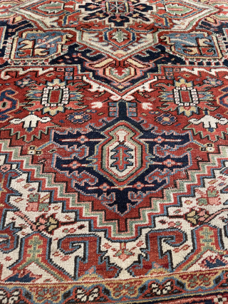 1920’s Heriz, 7’ 6” x 9’ 3” ( 229 x 282 ) in very good condition with complete endings and original selvedges. Just one small lower spot, in the red next to ...