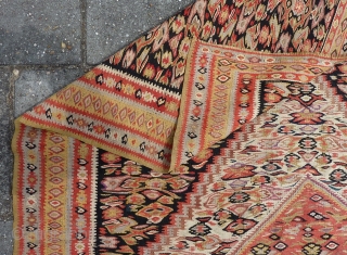 Antique Senneh Kilim, 192 x 118 cm., 6' 3" x 3' 10".                     