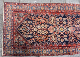 Antique Hamadan long Runner 518  x 98 cm., 17' x 3' 2". good pile in general, one lower 'door entrance'area, see last two picts.        