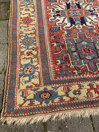 Antique Eagle Karaja, 213 x 144 cm. in perfect condition, no wear , no repairs. All natural dyes, with a camel wool border. Wool on wool structure. Clean. Pics. taken in full  ...