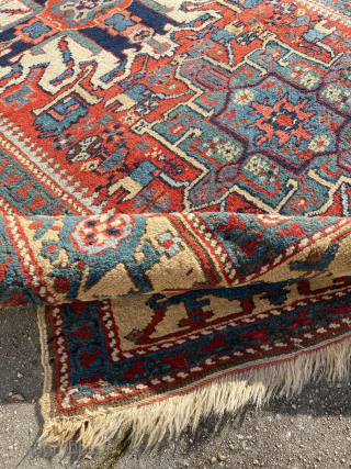 Antique Eagle Karaja, 213 x 144 cm. in perfect condition, no wear , no repairs. All natural dyes, with a camel wool border. Wool on wool structure. Clean. Pics. taken in full  ...