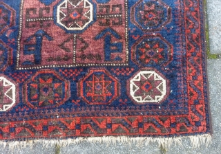 Baluch bagface, 77  x 84 cm., 30" x 33". All natural dyes and with some side damage ( see last pict. )          